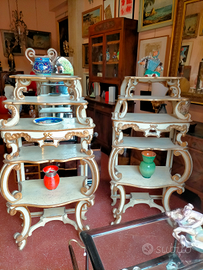Etagere lacca bianca e oro antichi