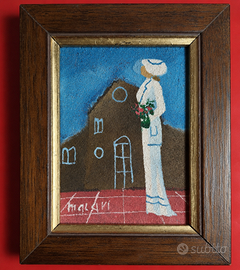 Quadro miniatura vintage stile Naïf materico - 