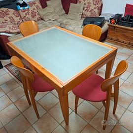 Tavolo allungabile legno/vetro e sedie CALLIGARIS