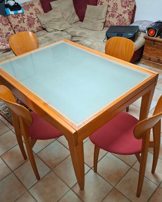 Tavolo allungabile legno/vetro e sedie CALLIGARIS