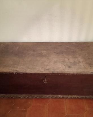 ANTICA CASSAPANCA INTARSIATA IN LEGNO MASSICCIO