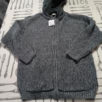 Nuovo maglione in cotone con cerniera e cappuccio