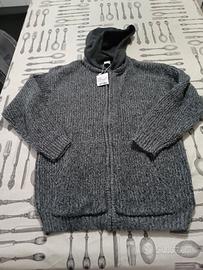 Nuovo maglione in cotone con cerniera e cappuccio