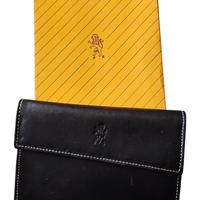 Portafoglio vintage da uomo in pelle nera "PR"