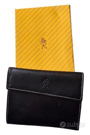 Portafoglio vintage da uomo in pelle nera "PR"