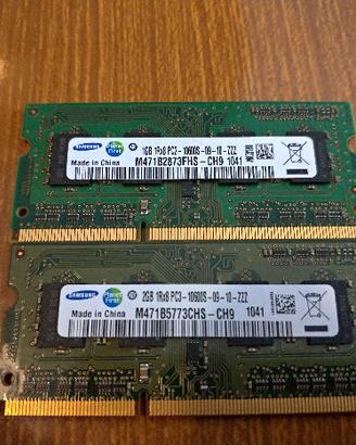 Memoria 3GB (2+1) SO-DIMM DDR3 PC10600S