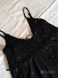 Top nero con paillettes taglia L