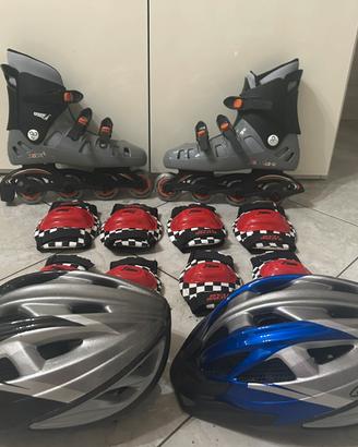 Kit pattini, protezioni, caschi