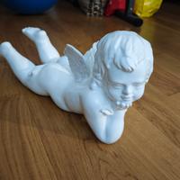 Angelo in ceramica  bianco lucido 54cm