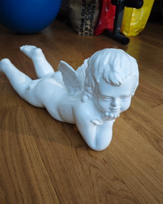 Angelo in ceramica  bianco lucido 54cm