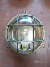 Lampade navali in ottone e vetro con marchio MM