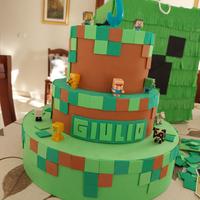 Torta finta per Compleanno mod. MineKraft Lego.