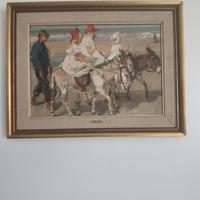 Riprodu quadro di Israels,A cavallo dell' asinello