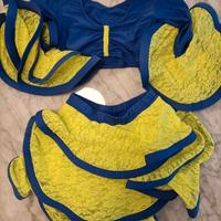 Vestito balli caraibici bimba giallo/blu