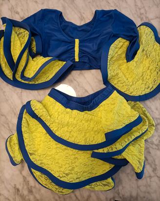 Vestito balli caraibici bimba giallo/blu