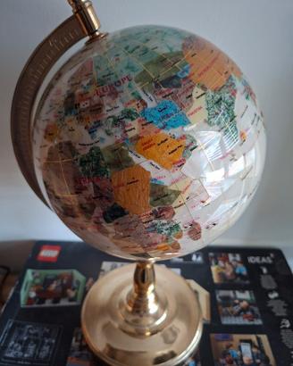 mappamondo artistico in madreperla e pietre dure