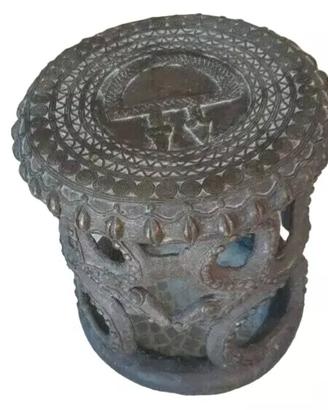 Tabouret Royal Arte Africana in bronzo antico 