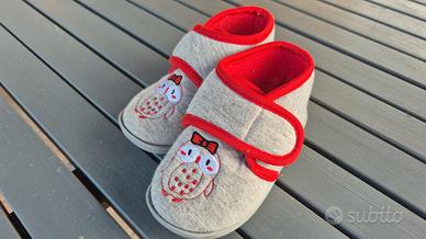 Pantofola calda per bimba con gufetto