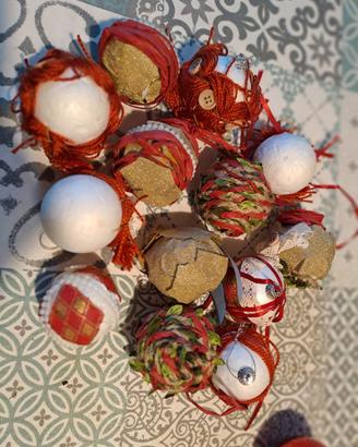 Addobbi di natale 25 palline rosse fatte a mano 