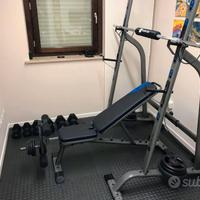 Rack + Panca + Bilanciere + Dischi (Decathlon)