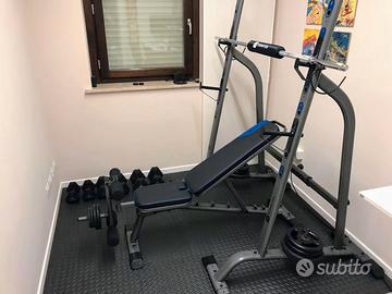 Rack + Panca + Bilanciere + Dischi (Decathlon)
