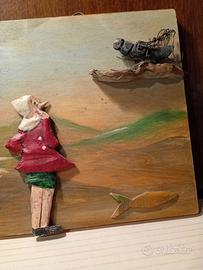 Quadretto per i bambini, pinocchio e il grillo.
