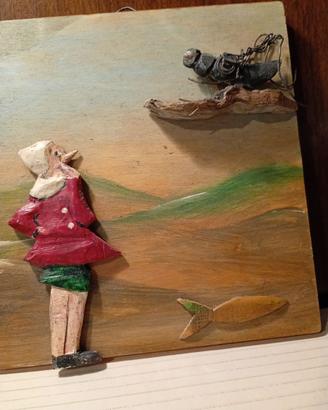 Quadretto per i bambini, pinocchio e il grillo.