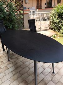 Tavolo ellittico 150 cm/ 70 cm nero e 6 sedie