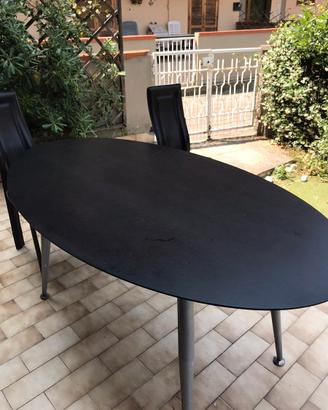 Tavolo ellittico 150 cm/ 70 cm nero e 6 sedie