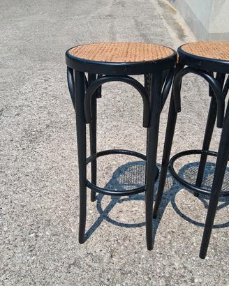 Coppia sgabelli tondi paglia di Vienna vintage