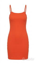 Vestito corto a costine arancione