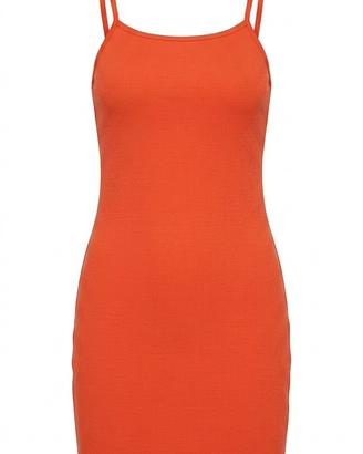 Vestito corto a costine arancione