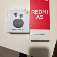 Redmi A5 midnight black e redmi buds 6 play