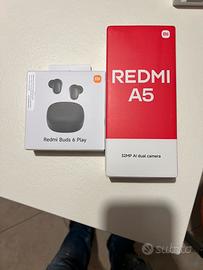 Redmi A5 midnight black e redmi buds 6 play