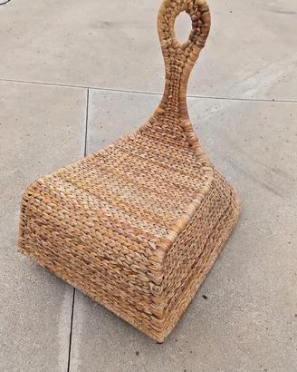 Sedia poltrona giardino in rattan e vimini vintage