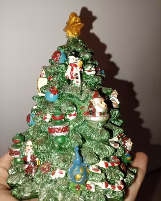 albero di Natale musicale e rotante in ceramica. 