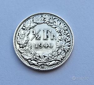 1/2 Franc 1940 argento KM #23 Svizzera