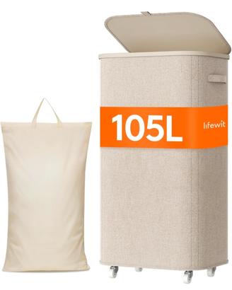 Cesto Portabiancheria Lifewit 105L Beige - NUOVO
