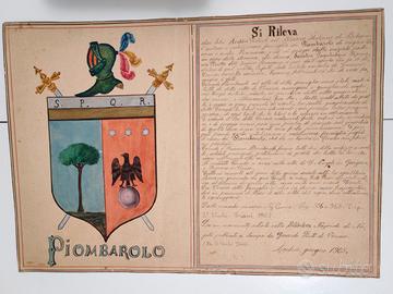 Stampa Araldica Fam. Piombarolo dei primi del 900 