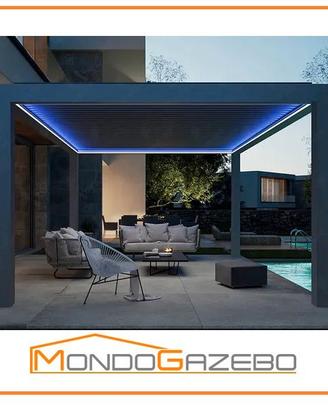 Pergola bioclimatica gazebo 3x5 led motorizzata