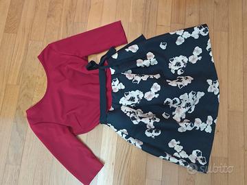 Vestito elegante bordeaux e floreale – Taglia L