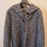 Cappotto in bouclè colore grigio e nero