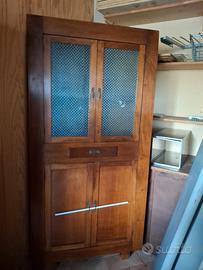 cantonale Angolare vecchio antico in legno  vetrin