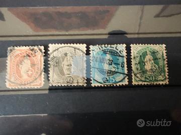 4 Esemplari Svizzera 1901 Allegoria della Helvetia