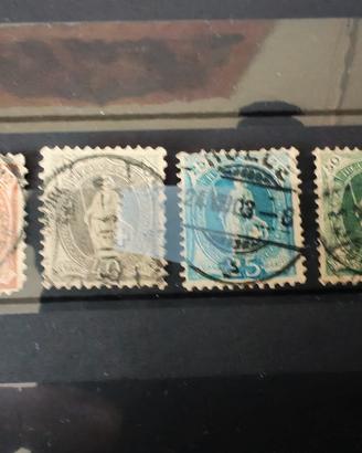 4 Esemplari Svizzera 1901 Allegoria della Helvetia