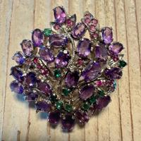 Spilla vintage a forma di pavone in argento