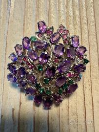 Spilla vintage a forma di pavone in argento