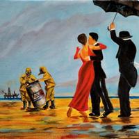 Quadro ad Olio su tela . Banksy - By J.Vettriano
