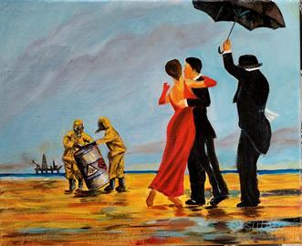 Quadro ad Olio su tela . Banksy - By J.Vettriano