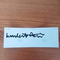 autografo Umberto Bossi su adesivo La Padania 